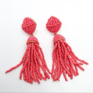BaubleBar Rubina Beaded Tassel Earrings Coral